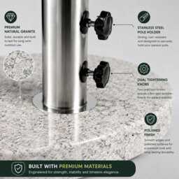 Billtix 20Kg Granite Parasol Base Stand Heavy Duty Garden Umbrella Holder With Dual Knobs For 35-48mm Poles White - thumbnail 7