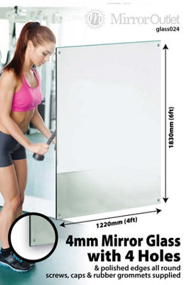 Mirroroutlet Bathroom Or Circuitt 4mm Sheet Mirror Glass Polished Edge 4 Holes 183 X 122 Cm - image 1