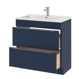 GoodHome Imandra Matt Blue Freestanding Bathroom Cabinet (H) 820mm (W) 800mm - thumbnail 4