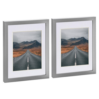 "Nicola Spring Photo Frames With 5"" X 7"" Mount - 8"" X 10"" - Grey/white - Pack Of 2" - image 1