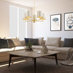 Luminosa Lighting Luminosa Princeton Multi Arm Pendant Ceiling 5 Light Beige (Gold Inside), Brushed Brass - thumbnail 7