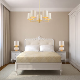 Luminosa Lighting Luminosa Princeton Multi Arm Pendant Ceiling 5 Light Beige (Gold Inside), Brushed Brass - thumbnail 3
