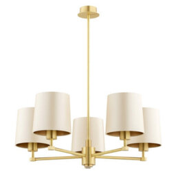 Luminosa Lighting Luminosa Princeton Multi Arm Pendant Ceiling 5 Light Beige (Gold Inside), Brushed Brass - thumbnail 2