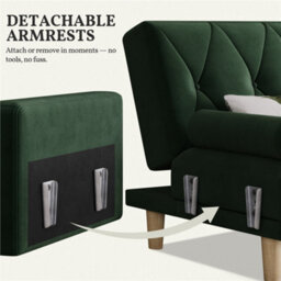 Yaheetech Velvet Convertible Sofa Bed With 2 Bolster Pillows For Living Room/guest Room, Green - thumbnail 6