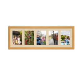 AK Frames 26X8 Country Pine Classic Multi Photo Frame With Ivory Mount - Holds 5 Apertures (5X) 6X4 Photos