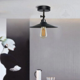 Vintage Ceiling Lights For Living Room Black Industrial 22Cm Adjustable Metal Semi Flush Mount Lighting Fixtures - thumbnail 6