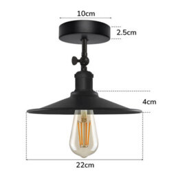 Vintage Ceiling Lights For Living Room Black Industrial 22Cm Adjustable Metal Semi Flush Mount Lighting Fixtures - thumbnail 3