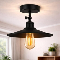 Vintage Ceiling Lights For Living Room Black Industrial 22Cm Adjustable Metal Semi Flush Mount Lighting Fixtures - thumbnail 5
