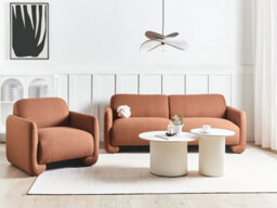 Beliani Sofa 3 Seater Saland Fabric Golden Brown - thumbnail 2