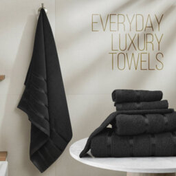 Casabella Towels Set, 8 Pc Towels For Bathroom, 100% Cotton, 2 Bath Towels, 2 Hand Towels, 4 Face Cloth, Black - thumbnail 3