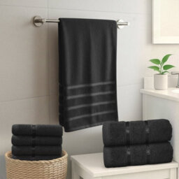 Casabella Towels Set, 8 Pc Towels For Bathroom, 100% Cotton, 2 Bath Towels, 2 Hand Towels, 4 Face Cloth, Black - thumbnail 7