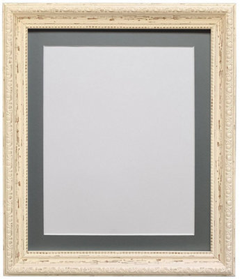Frames By Post Shabby Chic Distressed Cream With Dark Grey Mount For Image Size A2 - image 1
