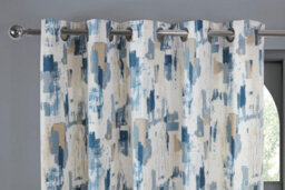 Sundour Bamford - Fully Lined Abstract Curtains - Eyelet - Polycotton (Cobalt, Filled Cover - 18'' X 18'' (Single)) - thumbnail 2