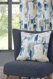 Sundour Bamford - Fully Lined Abstract Curtains - Eyelet - Polycotton (Cobalt, Filled Cover - 18'' X 18'' (Single)) - thumbnail 5