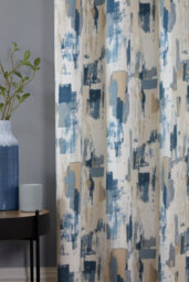 Sundour Bamford - Fully Lined Abstract Curtains - Eyelet - Polycotton (Cobalt, Filled Cover - 18'' X 18'' (Single)) - thumbnail 4