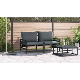 Berkfield Outdoor Furniture With Cushion 2 Pcs Anthracite Steel - thumbnail 4