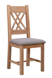 Buttercup Farm Bologna Painted Pair Of Washed Oak Dining Chairs - Grey Fabric Seat - D48 X W66 X H109 Cm - thumbnail 2