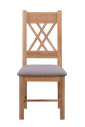 Buttercup Farm Bologna Painted Pair Of Washed Oak Dining Chairs - Grey Fabric Seat - D48 X W66 X H109 Cm