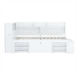 Abrihome 3Ft Single Multifunctional Kid's Bed With Drawers(90X190Cm), Bookcase And Storage Cupboard, Bed Frame Without Mattress, White - thumbnail 6