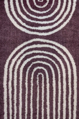 The Rugs Moodi Shaggy Purple Velvetine Rug Runner Scandinavian Thick High Pile For Living Rooms, Bedrooms, Hallways, Kitchens - image 1