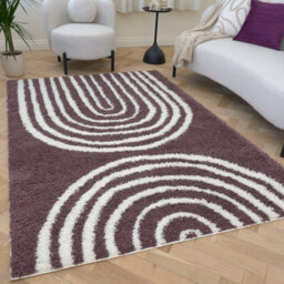 The Rugs Moodi Shaggy Purple Velvetine Rug Runner Scandinavian Thick High Pile For Living Rooms, Bedrooms, Hallways, Kitchens - thumbnail 7