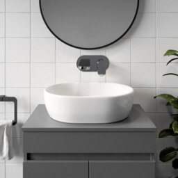 Affine Bathroom Cloakroom Vanity Unit Wall Mounted Countertop Basin White Gloss 600mm - thumbnail 5