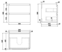 Affine Bathroom Cloakroom Vanity Unit Wall Mounted Countertop Basin White Gloss 600mm - thumbnail 8