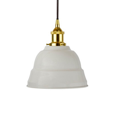 Pale Grey Lincoln Painted Dome Pendant Light With Gold Lamp Holder And Black Round Cable - Se Home - image 1