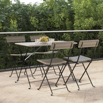 Berkfield Folding Bistro Chairs 4 Pcs Grey Poly Rattan And Steel - image 1