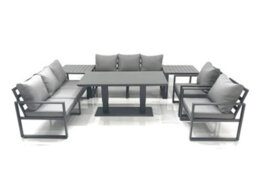 Fimous Garden Sofa Set Aluminium Furniture Rising Dining Tabe Set With 2 Chair 2 Side Tables Dark Grey - thumbnail 2