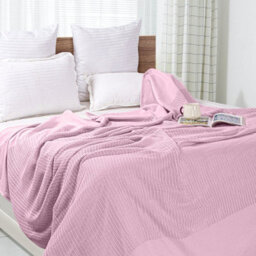 Ehc Cotton Soft Hand Woven Reversible Lightweight Adult Cellular Blanket, King Size 230 Cm X 250 Cm, Pink - thumbnail 2