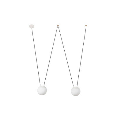 Luminosa Lighting Luminosa Mine 2 Light Ceiling Pendant White, Wood, E27 - image 1