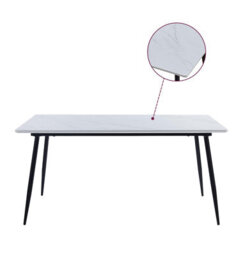Hallowood Furniture Cullompton Large Rectangular Dining Table (1.6M) With Marble Effect Top And Black Legs - thumbnail 8
