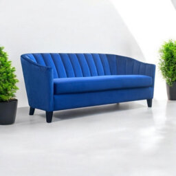 Minster 3 Seater Sofa - Velvet - L74 X W189 X H80 Cm - Blue - thumbnail 2