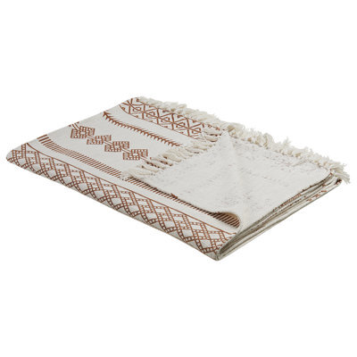 Beliani Blanket Jorhat Cotton 130 X 180 Cm Beige - image 1