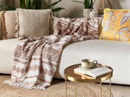 Beliani Blanket Jorhat Cotton 130 X 180 Cm Beige - thumbnail 2