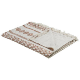 Beliani Blanket Jorhat Cotton 130 X 180 Cm Beige - thumbnail 1
