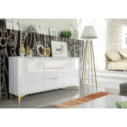 Sideboard 140Cm Modern Luxury Tv Unit Stand - White High Gloss - thumbnail 3