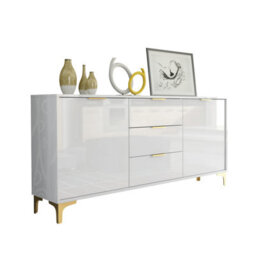 Sideboard 140Cm Modern Luxury Tv Unit Stand - White High Gloss - thumbnail 4