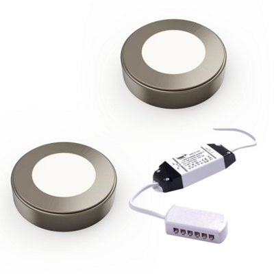 Unknown Fittingsco, Nebbia, Surface Diffused Led Light, Natural White, Brushed Nickel, Under Cabinet Light, Sola, 2 Light Kit & Driver