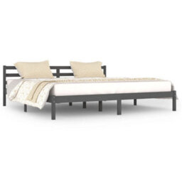 Berkfield Day Bed Solid Wood Pine 200X200 Cm Super King Grey - thumbnail 2