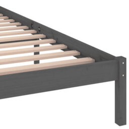Berkfield Day Bed Solid Wood Pine 200X200 Cm Super King Grey - thumbnail 6