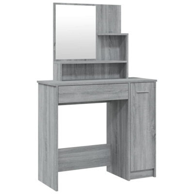 Berkfield Elegant Dressing Table With Mirror Grey Sonoma 86.5X35X136 Cm