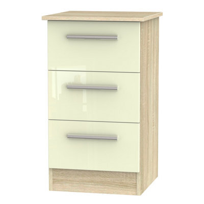 Trent 3 Drawer Bedside Cabinet In Cream & Bardolino Oak (Ready Assembled) - image 1