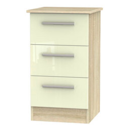 Trent 3 Drawer Bedside Cabinet In Cream & Bardolino Oak (Ready Assembled) - thumbnail 1