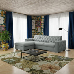Roma Corner Sofa Bed Has Storage Polyurethane Foam Wave Springs Metal Legs Wooden Frame 267X85X185Cm Grey Left
