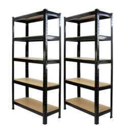MonsterShop 75Cm Wide Racking Garage Storage Shelving Heavy Duty 5 Tier Shelf Unit 75Cm X 30Cm X 150Cm Blue/black (2, Black)