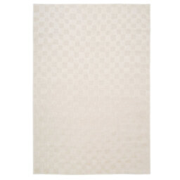 Loomed Cream Beige Checkered Velvety Soft Rug 80X150Cm - thumbnail 1