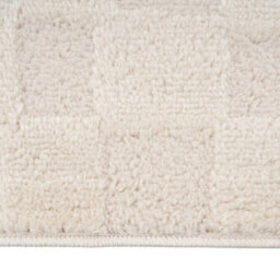 Loomed Cream Beige Checkered Velvety Soft Rug 80X150Cm - thumbnail 3