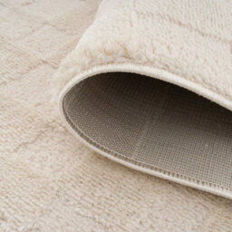 Loomed Cream Beige Checkered Velvety Soft Rug 80X150Cm - thumbnail 4